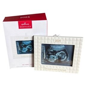 Hallmark Keepsake 2024 Baby Ceramic Picture Frame Holder Ornament NIB